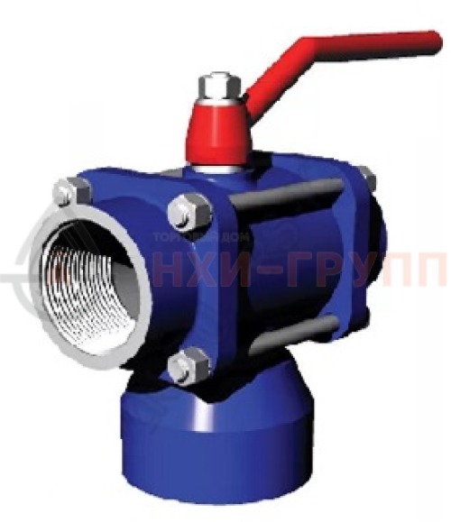 Кран шаровой разборный трехходовой полнопроходной муфтовый ручной КШ-Р.ТХ.ПП.М.Р.НХИ.080.040.01.У DN 80 PN 4,0 МПа, корпус ст. 20, класс герметичности «А» по ГОСТ 9544-2015