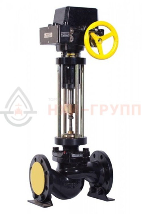 Клапан регулирующий односедельный фланцевый 25ч943нж DN 15 PN 1,6 МПа У3 (Kvy - 4,0? м³/ч) с ЭИМ, корпус чугун