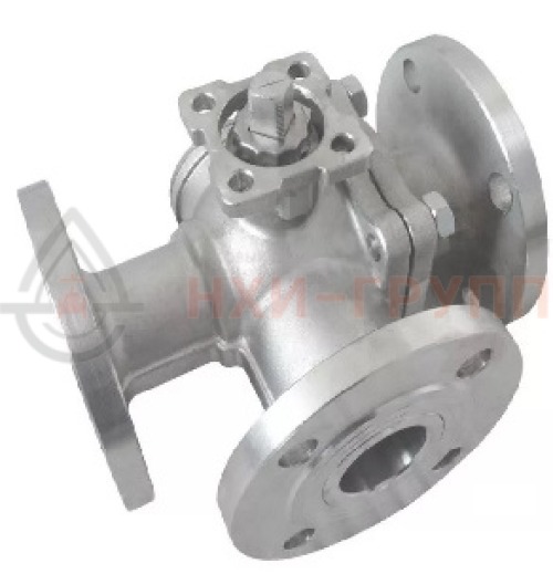 Кран шаровой разборный трехходовой полнопроходной фланцевый с редуктором КШ-Р.ТХ.ПП.Ф.РД.НХИ.200.025.01.У DN 200 PN 2,5 МПа, корпус ст. 20, класс герметичности «А» по ГОСТ 9544-2015