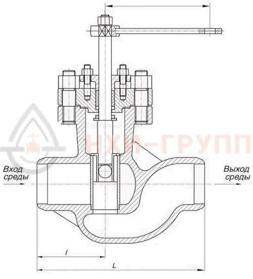 Клапан регулирующий под приварку ручной Т-35б DN 100 PN 10,0 МПа Т300 °С, корпус ст. 25Л