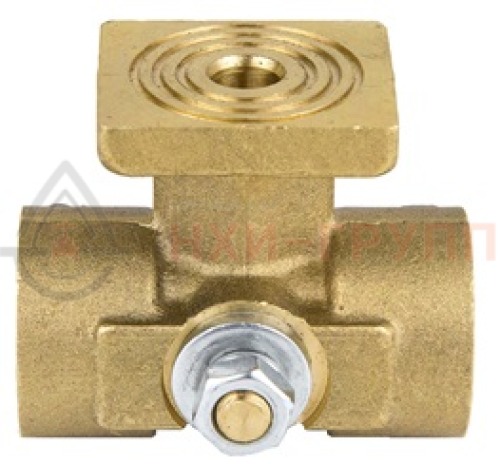 Кран пробковый трехходовой с контрольным фланцем под манометр муфтовый 11б18бк DN 15 PN 1,6 МПа УХЛ4, корпус латунь, класс герметичности «D» по ГОСТ 9544-2015