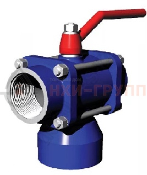 Кран шаровой разборный трехходовой полнопроходной муфтовый ручной КШ-Р.ТХ.ПП.М.Р.НХИ.050.025.02.ХЛ1 DN 50 PN 2,5 МПа, корпус ст. 09Г2С, класс герметичности «А» по ГОСТ 9544-2015