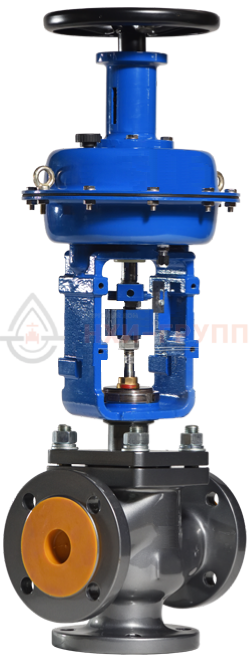 Клапан регулирующий трехходовой фланцевый 27с647нж DN 20 PN 1,6 Мпа У1 с МИМ, корпус ст. 25Л
