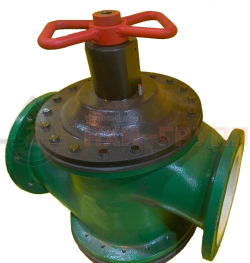 Клапан запорный мембранный фланцевый "до себя" нормально закрытый 22ч7п DN 50 PN 0,6 МПа У3, корпус чугун, класс герметичности «А» по ГОСТ 9544-2015