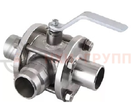 Кран шаровой разборный трехходовой полнопроходной под приварку ручной КШ-Р.ТХ.ПП.П.Р.НХИ.125.040.03.УХЛ1 DN 125 PN 4,0 МПа, корпус ст. 12Х18Н10Т, класс герметичности «А» по ГОСТ 9544-2015