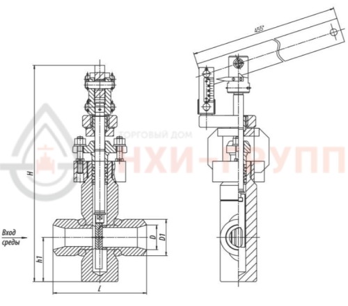 Клапан регулирующий под приварку с электроприводом (МЭО-630/25-0,25У-92К) 814-50-РА DN 50 PN 37,3 МПа Т280 °С, корпус ст. 20