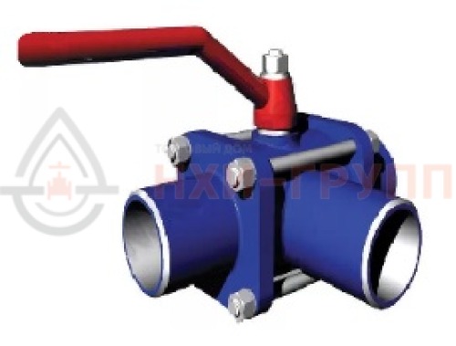 Кран шаровой разборный трехходовой неполнопроходной под приварку ручной КШ-Р.ТХ.НП.П.Р.НХИ.065/050.100.01.У DN 65/50 PN 10,0 МПа, корпус ст. 20, класс герметичности «А» по ГОСТ 9544-2015