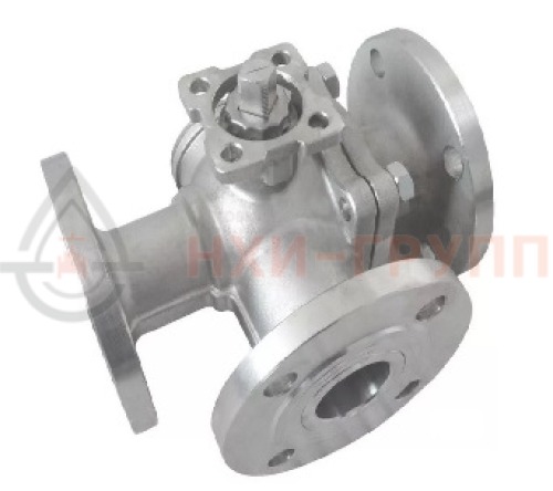 Кран шаровой разборный трехходовой полнопроходной фланцевый с редуктором КШ-Р.ТХ.ПП.Ф.РД.НХИ.150.063.01.У DN 150 PN 6,3 МПа, корпус ст. 20, класс герметичности «А» по ГОСТ 9544-2015