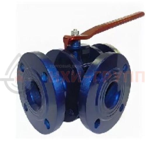 Кран шаровой разборный трехходовой неполнопроходной фланцевый ручной КШ-Р.ТХ.НП.Ф.Р.НХИ.125/100.100.02.ХЛ1 DN 125/100 PN 10,0 МПа, корпус ст. 09Г2С, класс герметичности «А» по ГОСТ 9544-2015