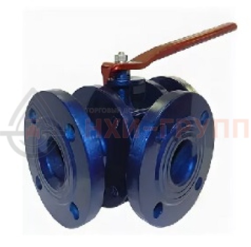 Кран шаровой разборный трехходовой полнопроходной фланцевый ручной КШ-Р.ТХ.ПП.Ф.Р.НХИ.125.100.02.ХЛ1 DN 125 PN 10,0 МПа, корпус ст. 09Г2С, класс герметичности «А» по ГОСТ 9544-2015