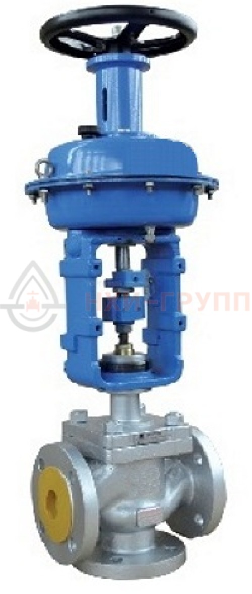 Клапан регулирующий трехходовой фланцевый 23с647нж DN 32 PN 1,6 Мпа У1 с МИМ, корпус ст. 25Л