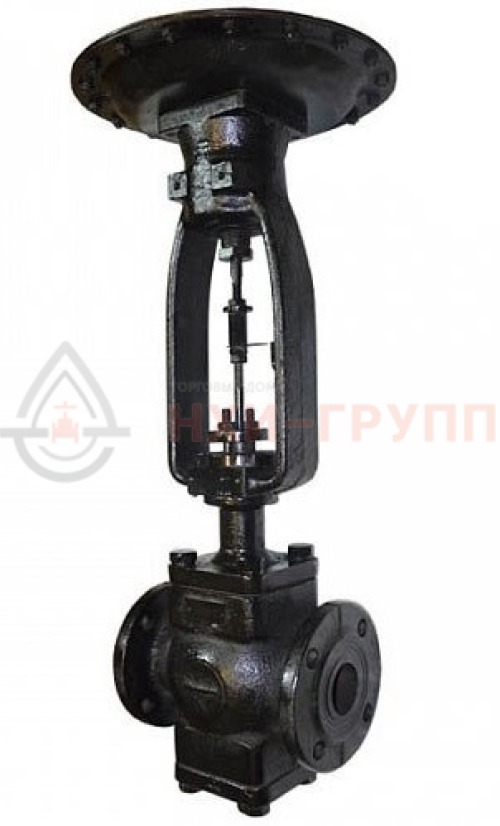 Клапан регулирующий эмалированный фланцевый "до себя" нормально закрытый 25ч36эм DN 50 PN 0,4 МПа У3 с МИМ, корпус чугун
