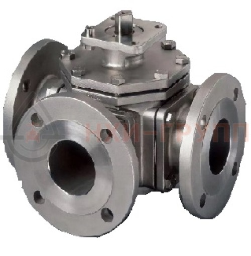 Кран шаровой разборный трехходовой полнопроходной фланцевый с редуктором КШ-Р.ТХ.ПП.Ф.РД.НХИ.200.100.03.УХЛ1 DN 200 PN 10,0 МПа, корпус ст. 12Х18Н10Т, класс герметичности «А» по ГОСТ 9544-2015