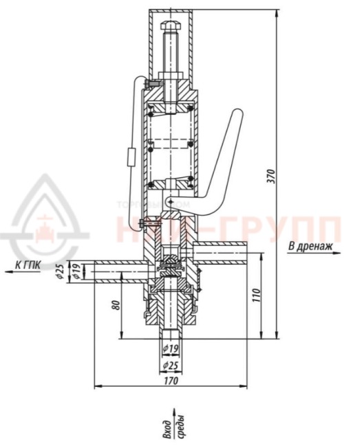 Клапан импульсный под приварку 8с-3-2 DN 20 PN 4,0 МПа Т450 °С, корпус ст. 20