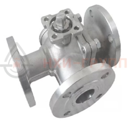 Кран шаровой разборный трехходовой полнопроходной фланцевый с редуктором КШ-Р.ТХ.ПП.Ф.РД.НХИ.150.160.01.У DN 150 PN 16,0 МПа, корпус ст. 20, класс герметичности «А» по ГОСТ 9544-2015