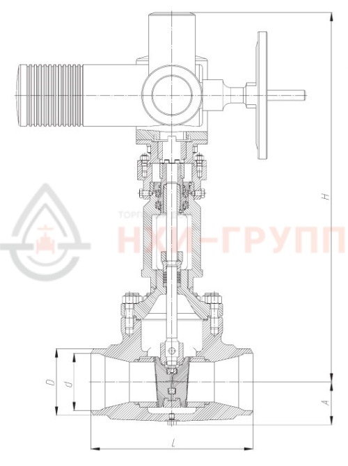 Задвижка запорная под приварку с электроприводом (AUMA SA16.2/GK30.2-F30-380/50/3-22) 884-325-ЭД DN 325 PN 28,4 МПа Т510 °С, корпус ст. 15Х1М1ФЛ