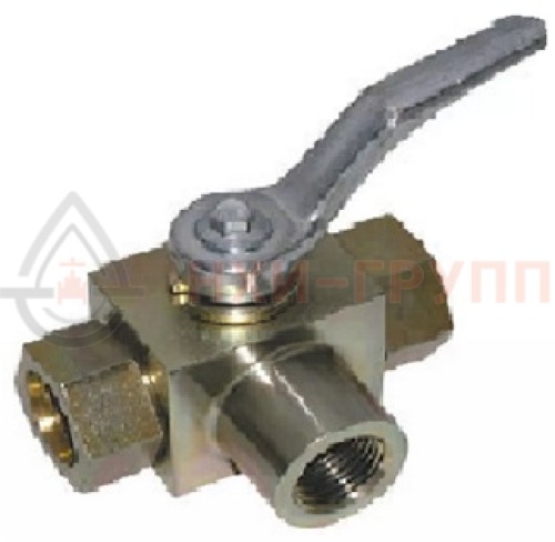Кран шаровой разборный трехходовой неполнопроходной муфтовый ручной КШ-Р.ТХ.НП.М.Р.НХИ.065/050.100.03.УХЛ1 DN 65/50 PN 10,0 МПа, корпус ст. 12Х18Н10Т, класс герметичности «А» по ГОСТ 9544-2015