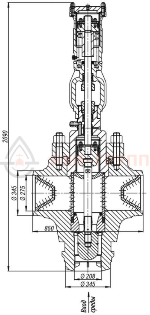 Клапан предохранительный под приварку 1029-200/250-0 DN 200 PN 25,0 МПа Т545 °С, корпус ст. 15Х1М1ФЛ