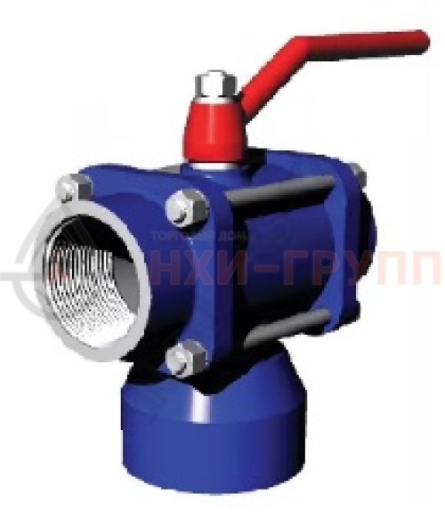 Кран шаровой разборный трехходовой неполнопроходной муфтовый ручной КШ-Р.ТХ.НП.М.Р.НХИ.065/050.160.02.ХЛ1 DN 65/50 PN 16,0 МПа, корпус ст. 09Г2С, класс герметичности «А» по ГОСТ 9544-2015