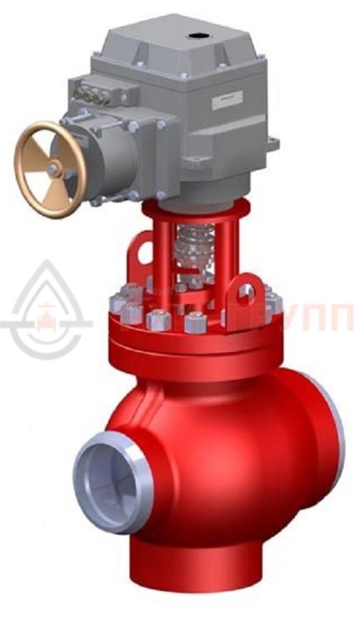 Клапан регулирующий под приварку с электроприводом (МЭОФ-250/25-0,25У-99К) 6с-13-2Э DN 100 PN 10,0 МПа Т450 °С, корпус ст. 25Л
