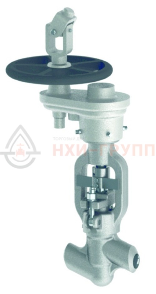 Клапан (вентиль) запорный под приварку с цилиндрическим редуктором 1057-65-ЦЗ DN 65 PN 9,8 МПа Т540 °С, корпус ст. 12Х1МФ