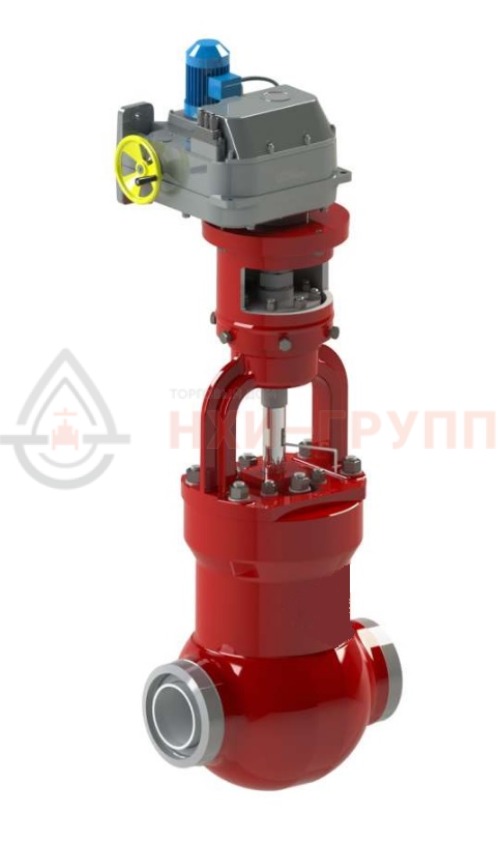 Клапан регулирующий под приварку с электроприводом (МЭОФ-1000/20-0,25У-96К) 1416-100-Э DN 100 PN 23,5 МПа Т250 °С, корпус ст. 15ГС