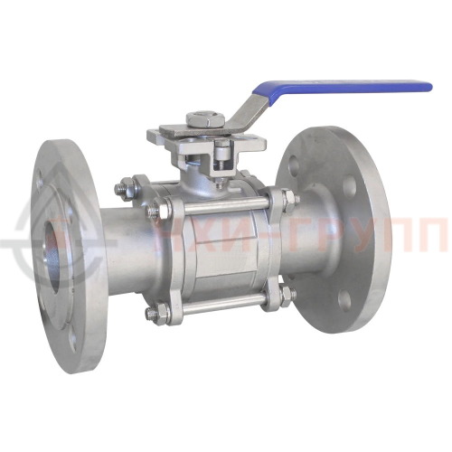 Кран шаровой разборный проходной полнопроходной фланцевый ручной КШ-Р.П.ПП.Ф.Р.НХИ.050.016.03.УХЛ1 DN 50 PN 1,6 МПа, корпус ст. 08Х18Н10, класс герметичности «А» по ГОСТ 9544-2015