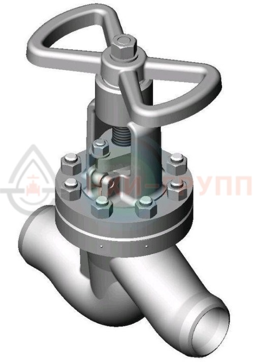 Клапан (вентиль) запорный под приварку ручной 1с-7-1 DN 80 PN 6,3 МПа Т425 °С, корпус ст. 25Л