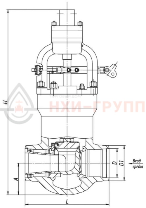 Клапан регулирующий под приварку с электроприводом (МЭО-1600/25-0,25У-96К) 1416-225-Р-02 DN 225 PN 23,5 МПа Т250 °С, корпус ст. 15ГС