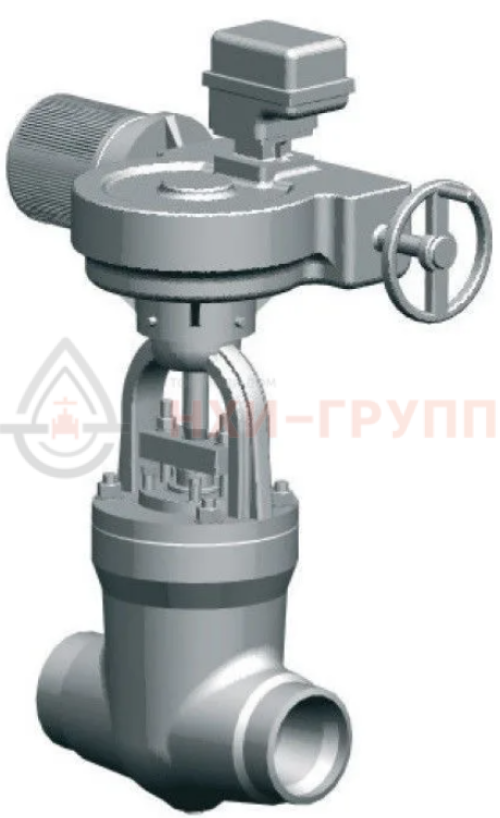 Задвижка запорная под приварку с электроприводом (Н-В-08 У2) 1120-100-ЭМ DN 100 PN 37,3 МПа Т280 °С, корпус ст. 20