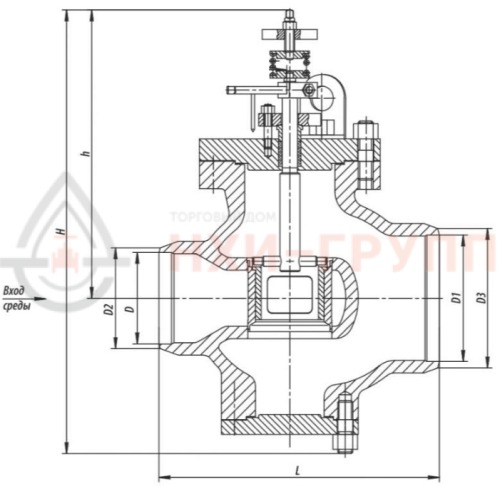 Клапан регулирующий под приварку ручной 6с-13-2 DN 100 PN 10,0 МПа Т450 °С, корпус ст. 25Л