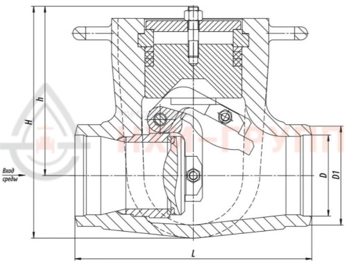Клапан (затвор) обратный под приварку 935-100-0AМ DN 100 PN 9,8 МПа Т540 °С, корпус ст. 15Х1М1Ф