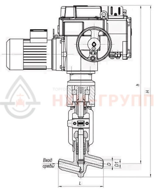 Клапан (вентиль) запорный под приварку с электроприводом (MODACT MON 52032.12J2N) 1053-50-ЭК DN 50 PN 13,7 МПа Т560 °С, корпус ст. 12Х1МФ