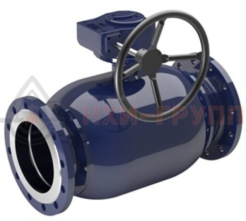 Кран шаровой цельносварной проходной полнопроходной фланцевый с редуктором КШ-Ц.П.ПП.Ф.РД.НХИ.400.025.02.ХЛ1 DN 400 PN 2,5 МПа, корпус ст. 09Г2С, класс герметичности «А» по ГОСТ 9544-2015