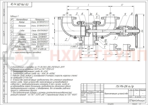 Переключающее устройство ПУ 150-40-05нж1 23нж17нж3 DN 150 PN 4,0 МПа УХЛ1, корпус ст. 12Х18Н12М3ТЛ, класс герметичности «А» по ГОСТ 9544-2015