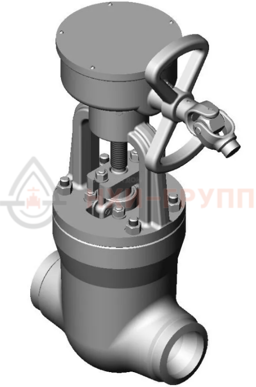 Задвижка запорная под приварку с коническим редуктором 1156-125-КЗ DN 125 PN 9,8 МПа Т540 °С, корпус ст. 15Х1М1Ф