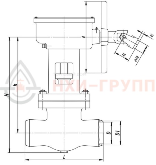 Задвижка запорная под приварку с коническим редуктором 1156-125-КЗ DN 125 PN 9,8 МПа Т540 °С, корпус ст. 15Х1М1Ф
