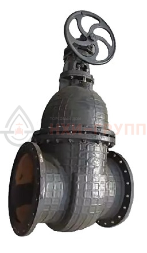 Задвижка клиновая литая с невыдвижным шпинделем фланцевая с редуктором 30ч530бр DN 600 PN 1,0 МПа У3, корпус чугун, класс герметичности «D» по ГОСТ 9544-2015