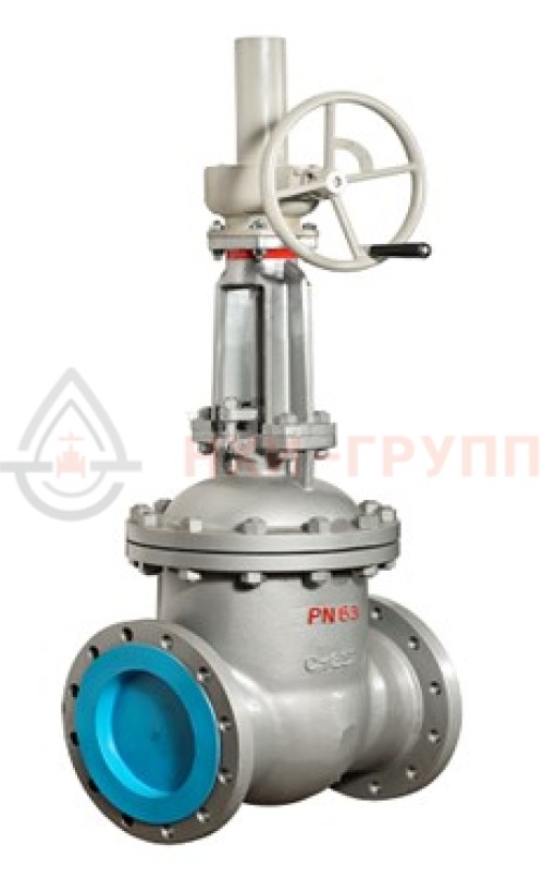 Задвижка клиновая литая с выдвижным шпинделем фланцевая с редуктором 30с576нж DN 400 PN 6,3 МПа У1, корпус ст. 20Л, класс герметичности «А» по ГОСТ 9544-2015