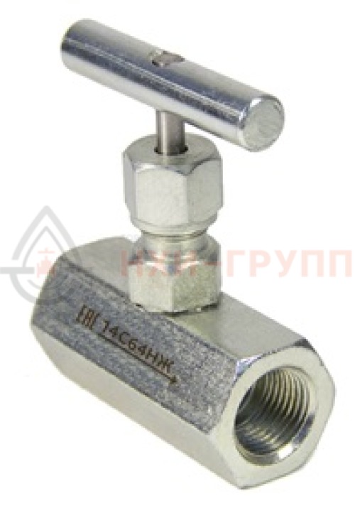 Клапан запорный игольчатый муфтовый ручной 14с64нж DN 15 PN 16,0 МПа У1, корпус ст. 20, класс герметичности «А» по ГОСТ 9544-2015