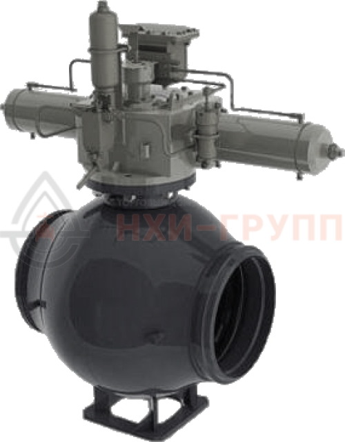 Кран шаровой полнопроходной под приварку с пневмогидроприводом 11лс(6)768п6 DN 400 PN 8,0 МПа У1, корпус ст. 09Г2С, класс герметичности «А» по ГОСТ 9544-2015 (газ)