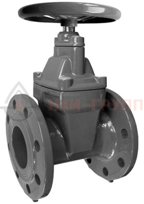 Задвижка с обрезиненным клином литая с невыдвижным шпинделем фланцевая ручная 30ч39р DN 100 PN 1,6 МПа У3, корпус чугун, класс герметичности «А» по ГОСТ 9544-2015