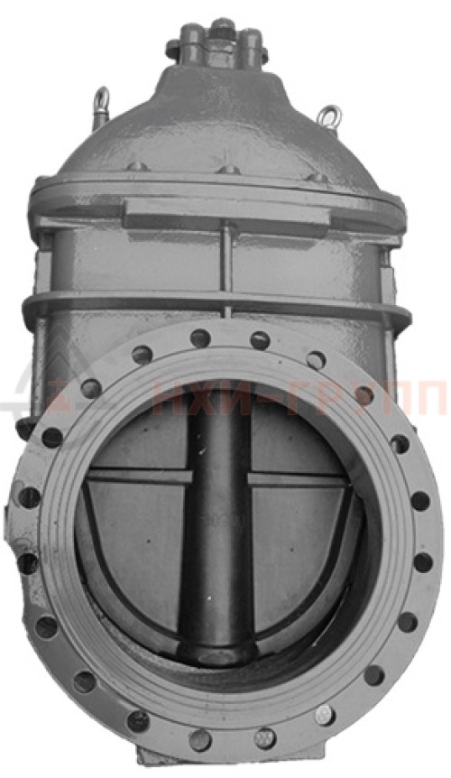 Задвижка с обрезиненным клином литая с невыдвижным шпинделем фланцевая под электропривод 30ч939р DN 1200 PN 1,0 МПа У3, корпус чугун, класс герметичности «А» по ГОСТ 9544-2015