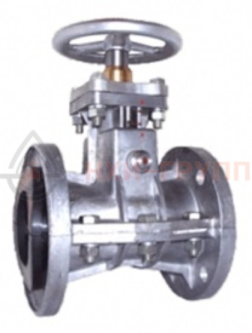 Задвижка шланговая литая с выдвижным шпинделем фланцевая ручная 33а17р DN 50 PN 0,6 МПа УХЛ3, корпус алюминий, класс герметичности «А» по ГОСТ 9544-2015